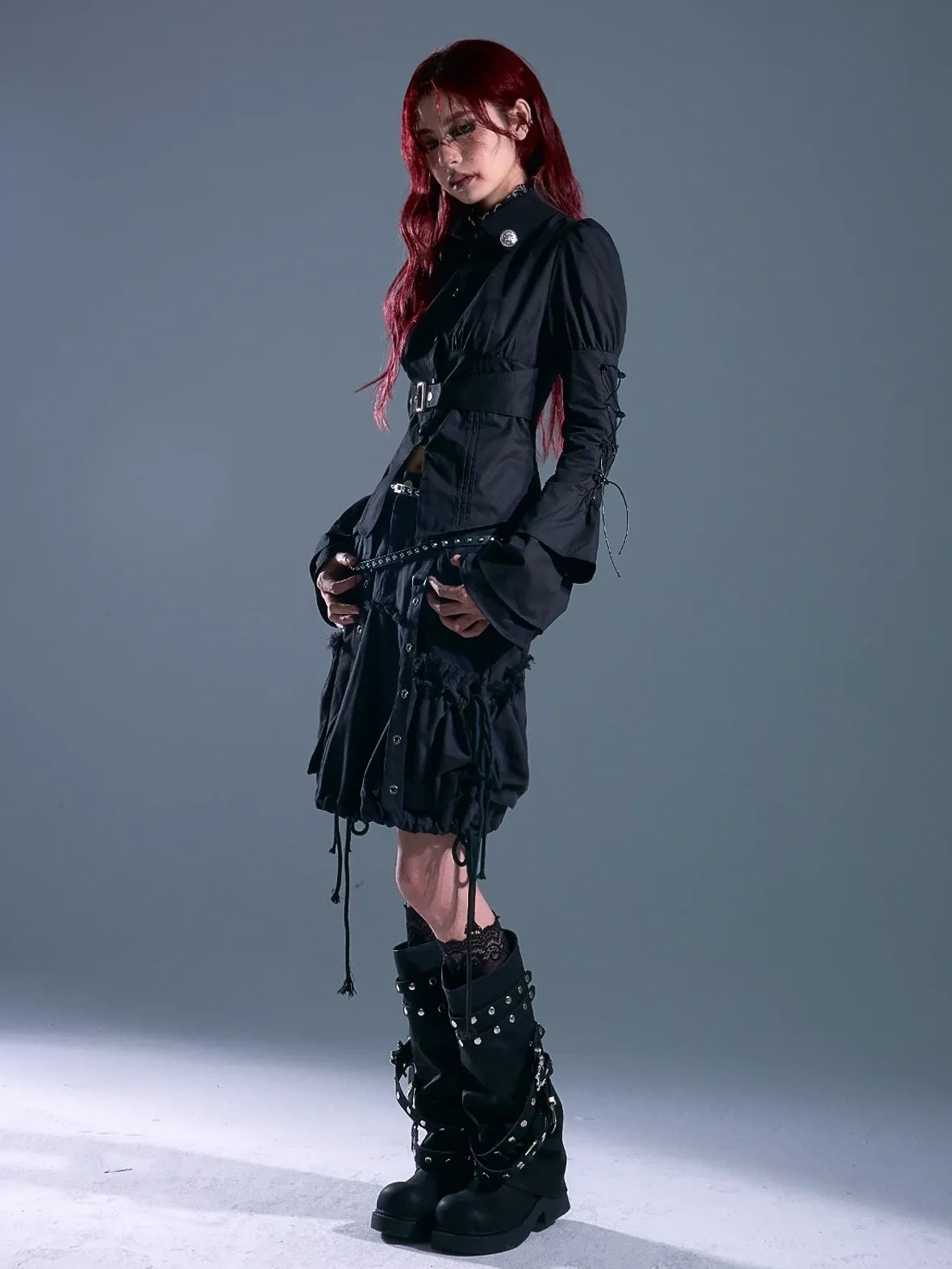 Frustration Garden Rust Rivet Linen A Line Midi Skirt