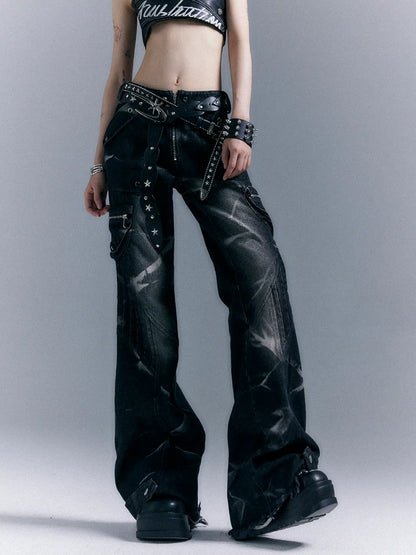 Street Punk Washed Flared Jeans