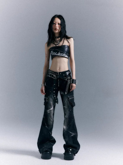 Street Punk Washed Flared Jeans