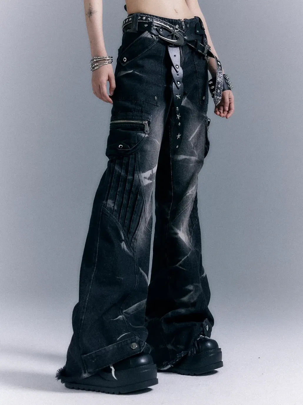 Street Punk Washed Flared Jeans