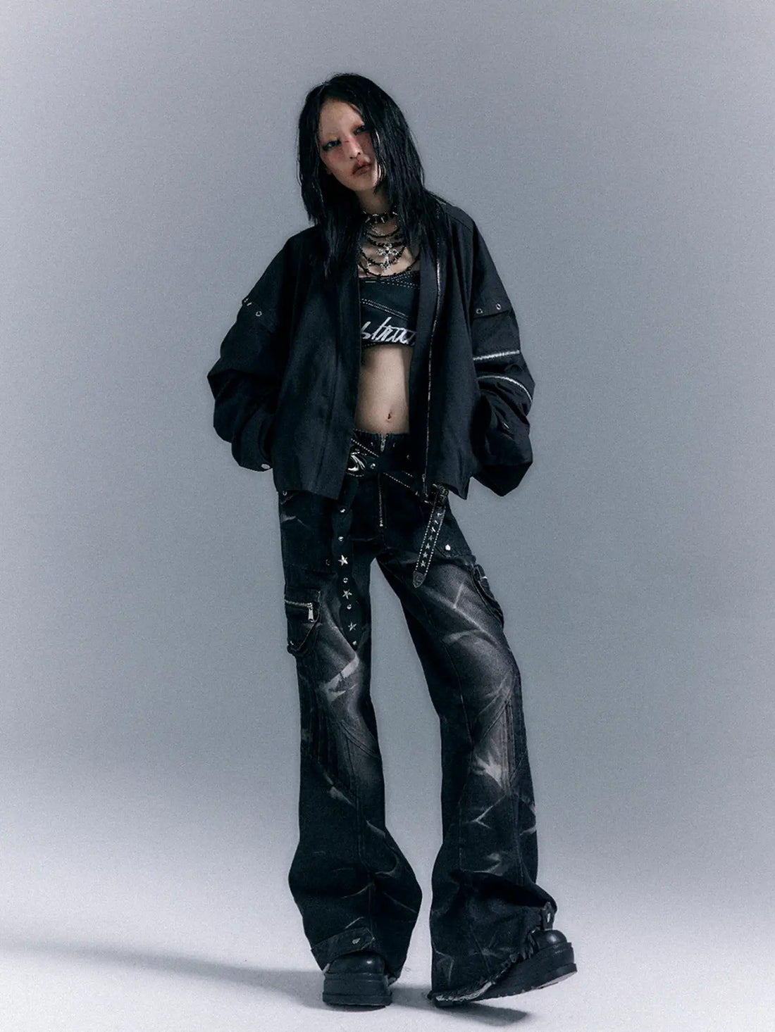 Street Punk Washed Flared Jeans