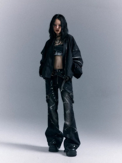 Street Punk Washed Flared Jeans