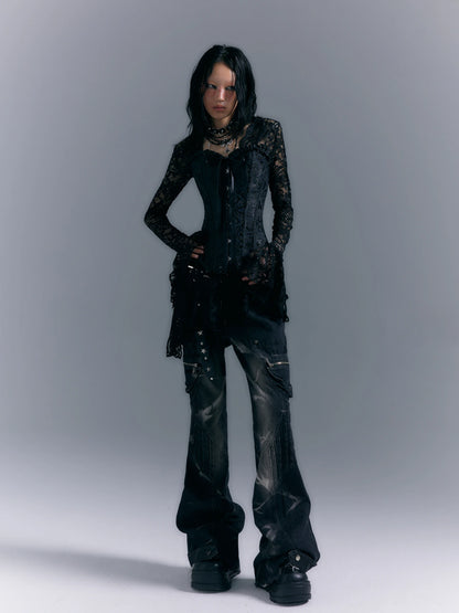 Street Punk Washed Flared Jeans