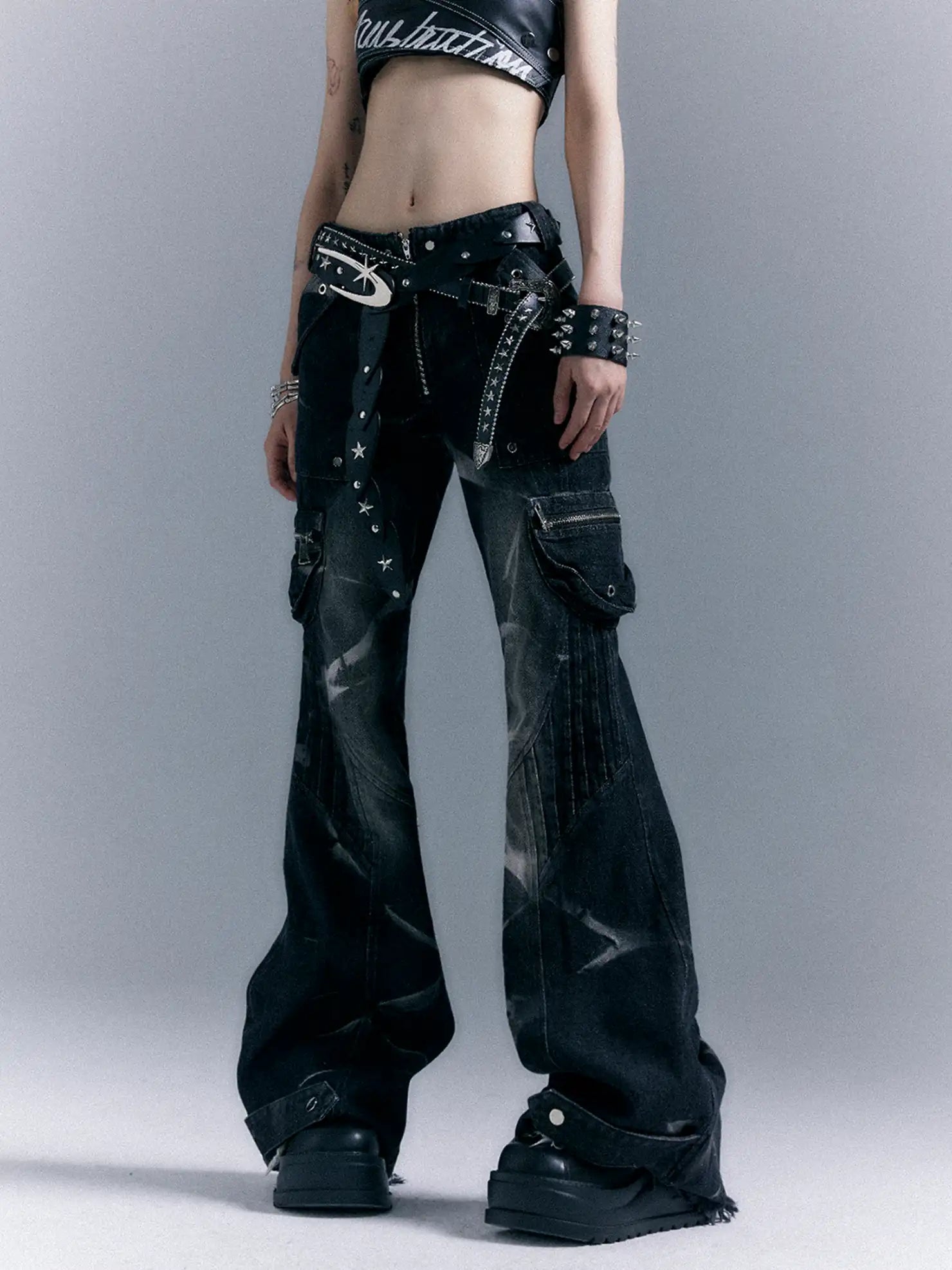 Street Punk Washed Flared Jeans