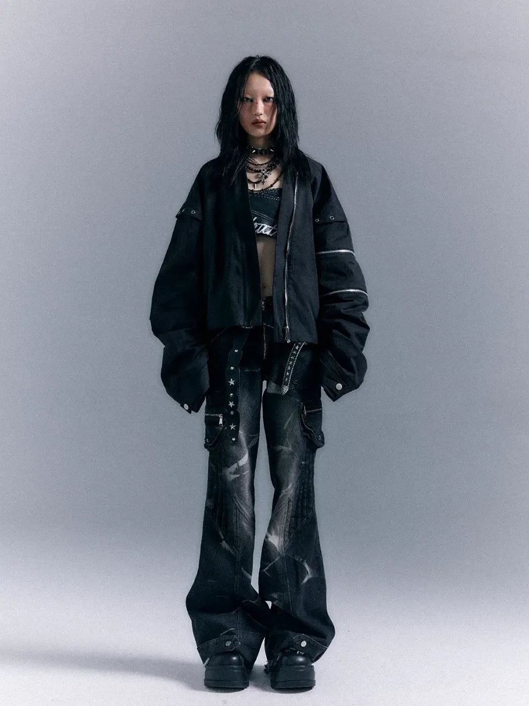 Street Punk Washed Flared Jeans