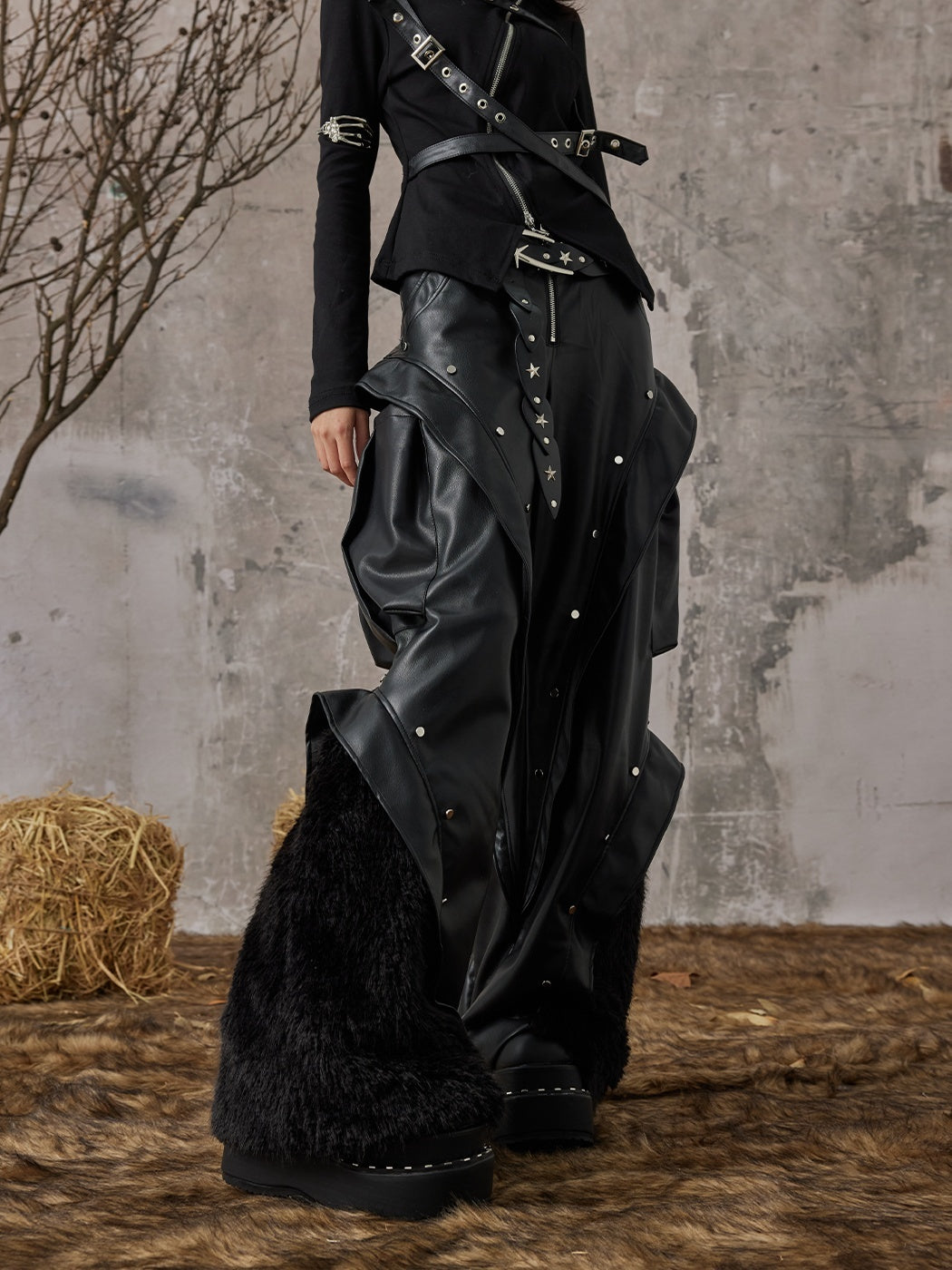Frustration_Garden_Studded_3d_Pocket_Patchwork_Wide_Leg_Pu_Women&