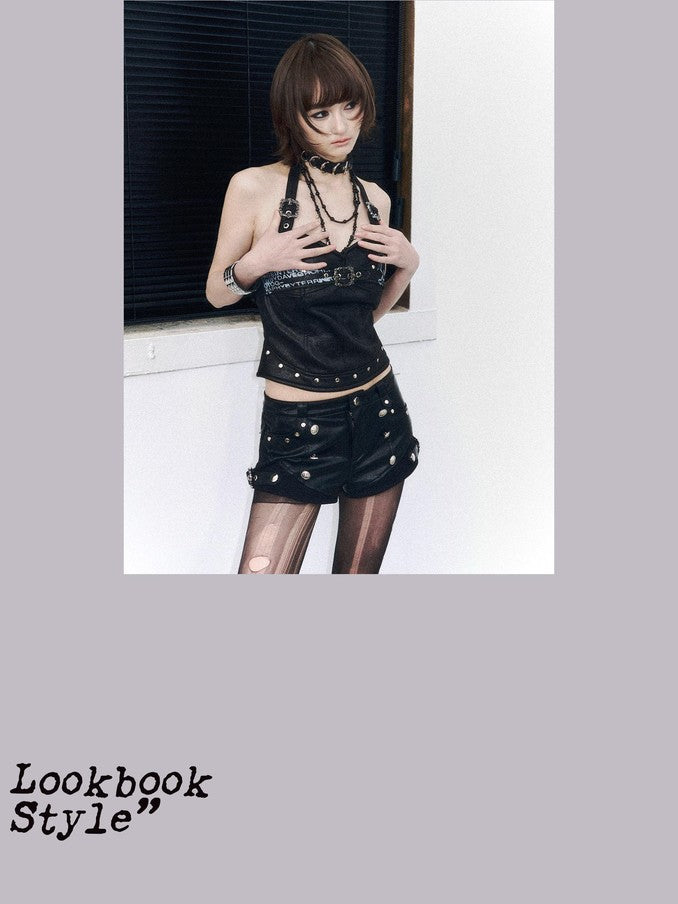 Frustration Garden Studded Skull Print Asymmetric Backless Zipper Women&