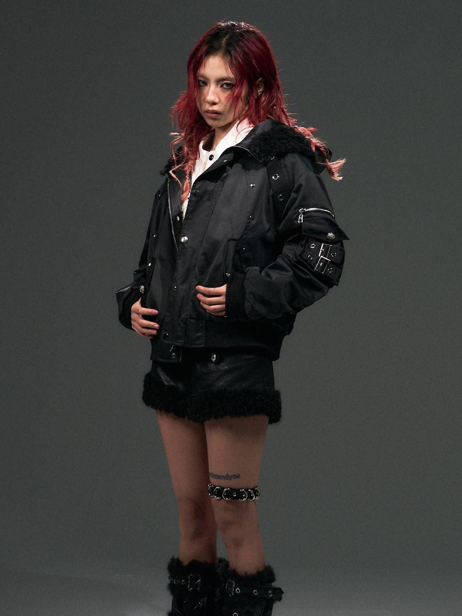 Frustration Garden Thick Cotton Lined Street Punk Oversized Hooded Fur Collar Puffer Jacket