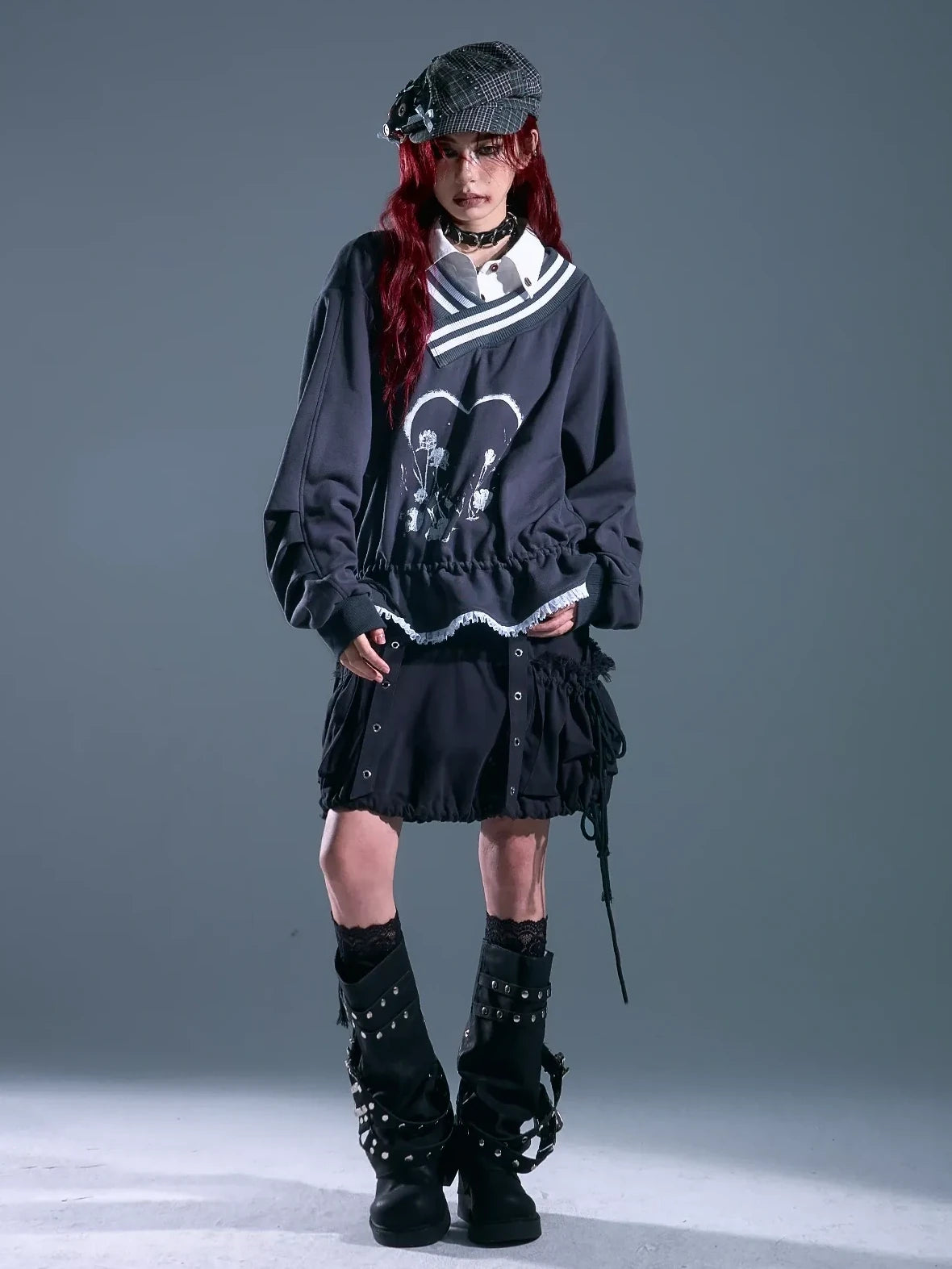 Frustration Garden Vintage Asymmetric Pullover With Lace And Print