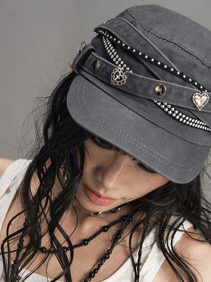 Frustration Garden Vintage Distressed Studded Handmade Flat Top Women&