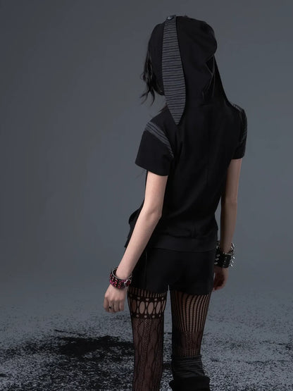 Frustration Garden Vintage Punk Star Striped Low Waist Knit Shorts