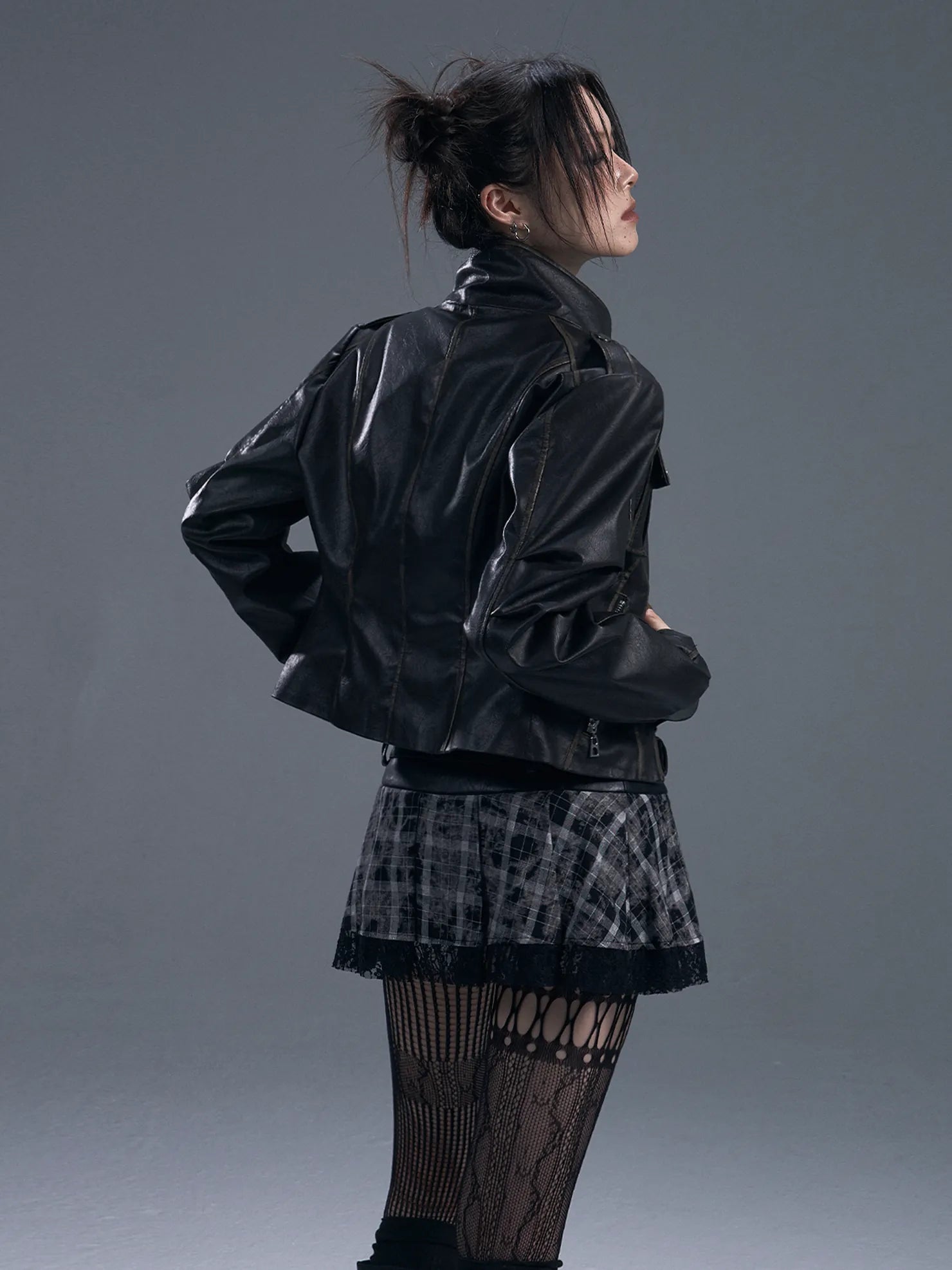 Frustration Garden Vintage Punk Two Tone Distressed Biker Jacket