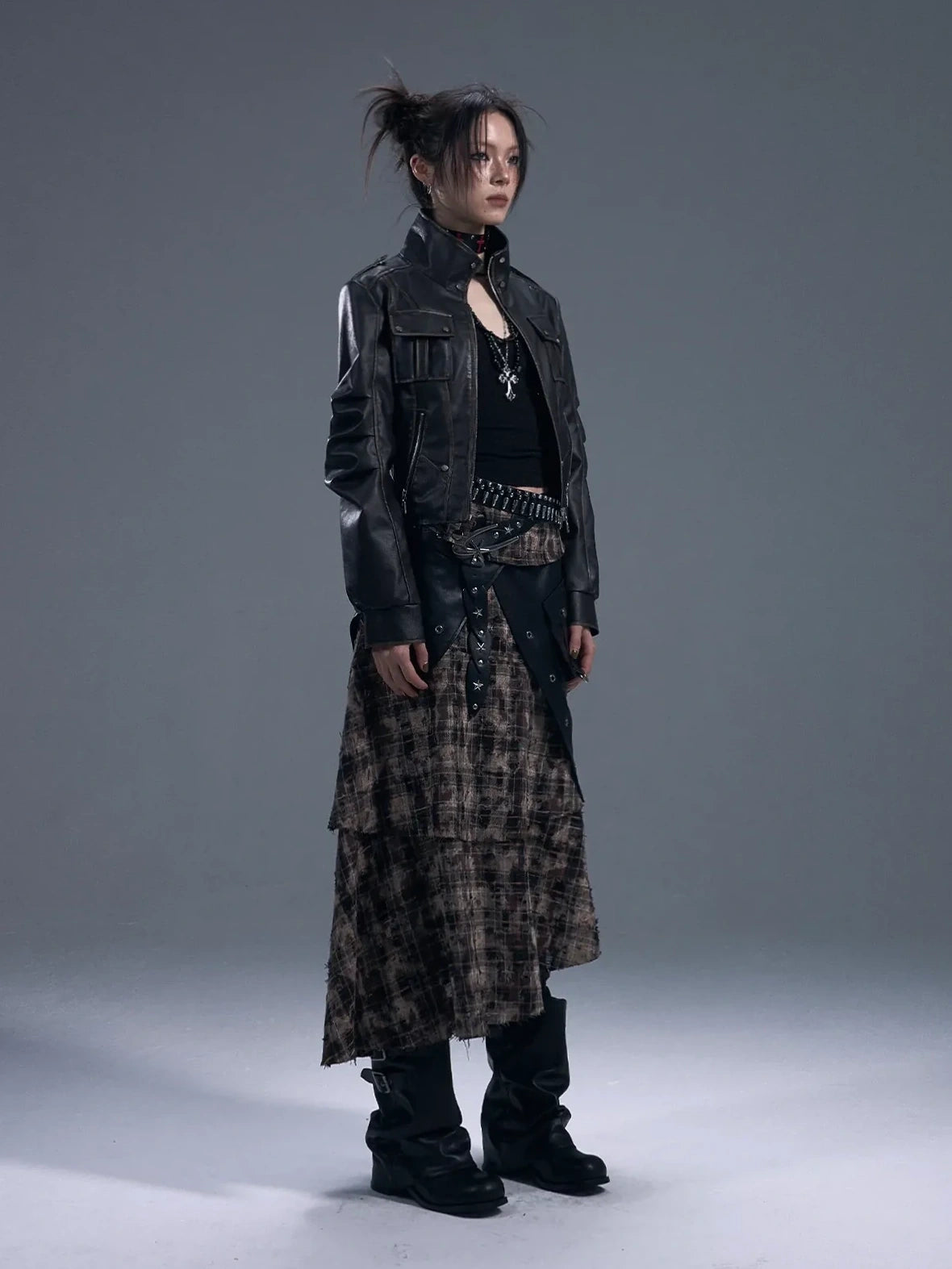 Frustration Garden Vintage Punk Two Tone Distressed Biker Jacket