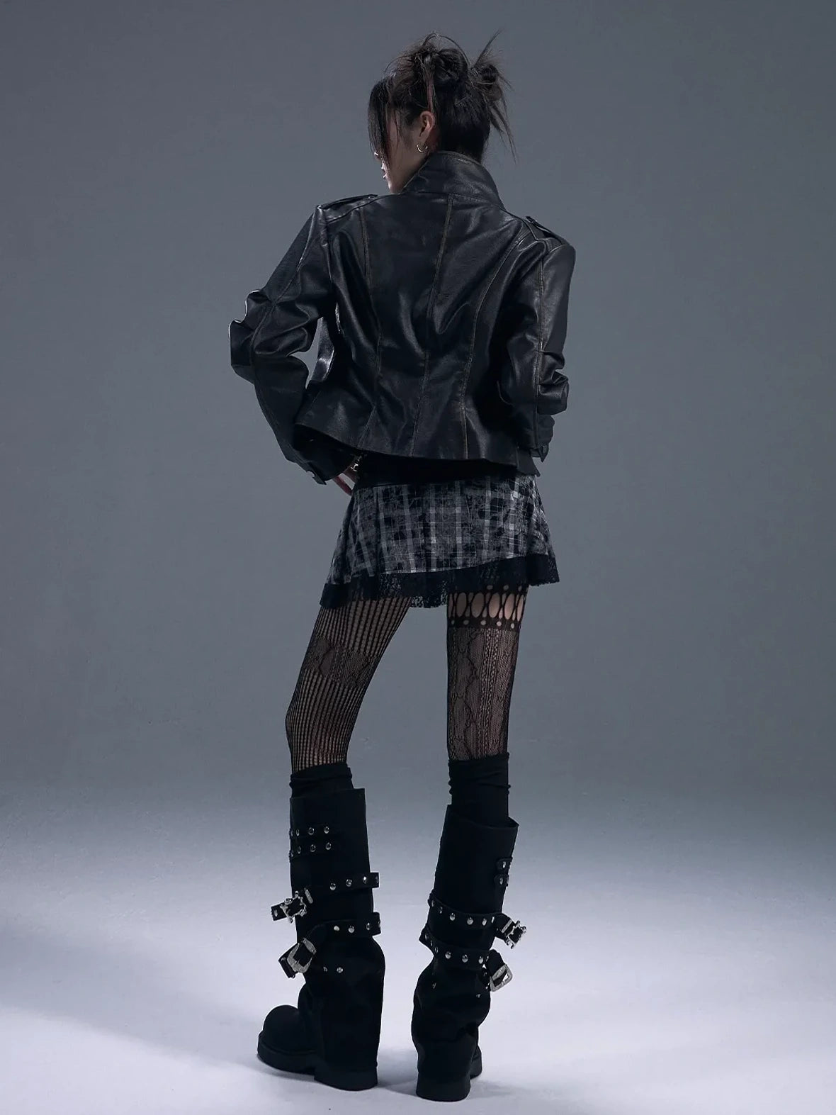 Frustration Garden Vintage Punk Two Tone Distressed Biker Jacket