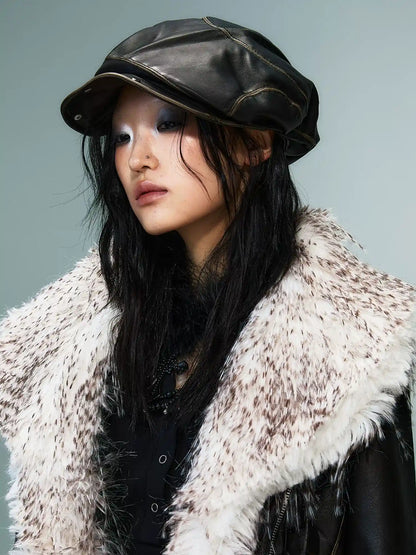 Frustration Garden Vintage Punk Two Tone Rivet Leather Cap