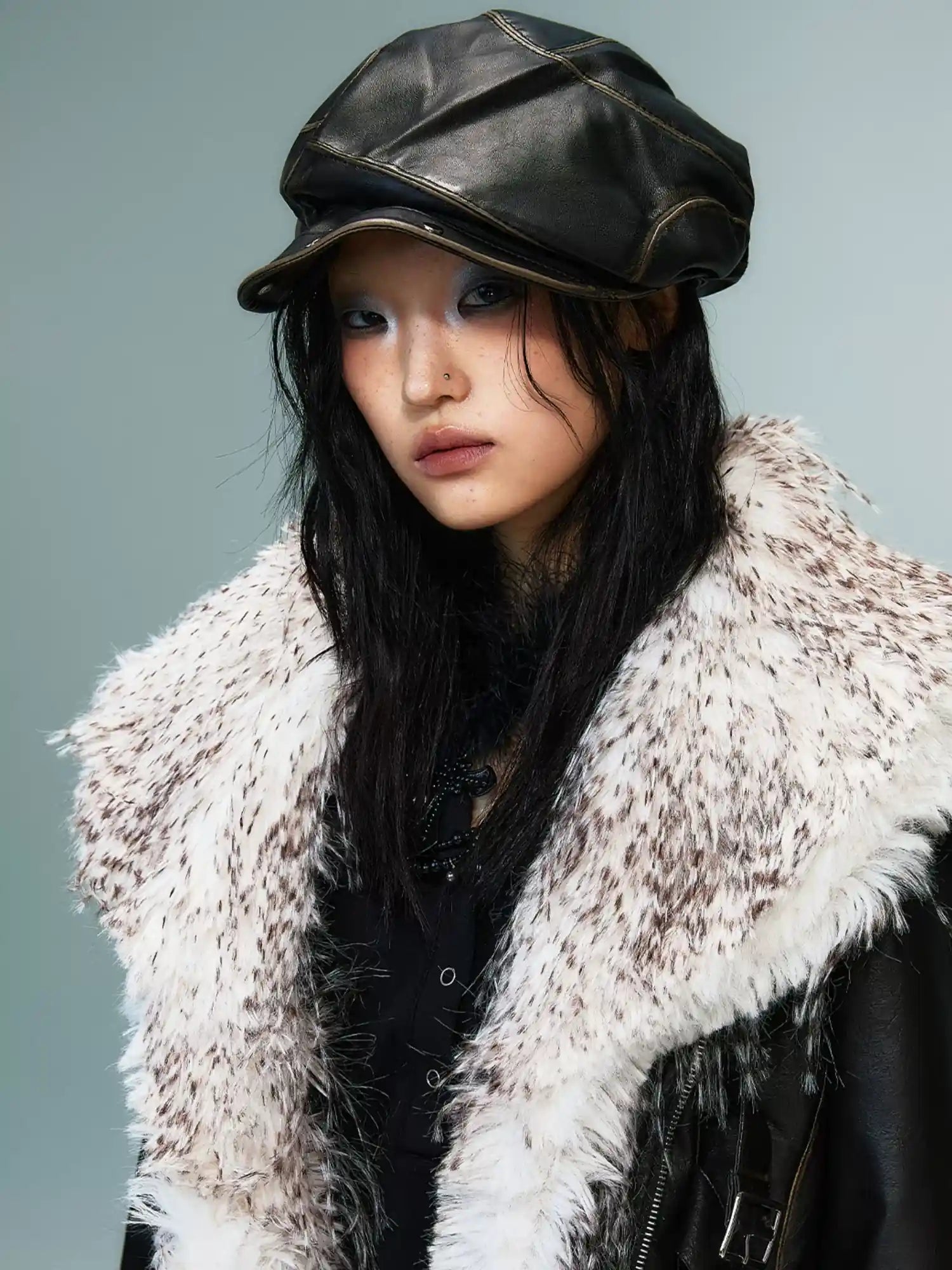 Frustration Garden Vintage Punk Two Tone Rivet Leather Cap