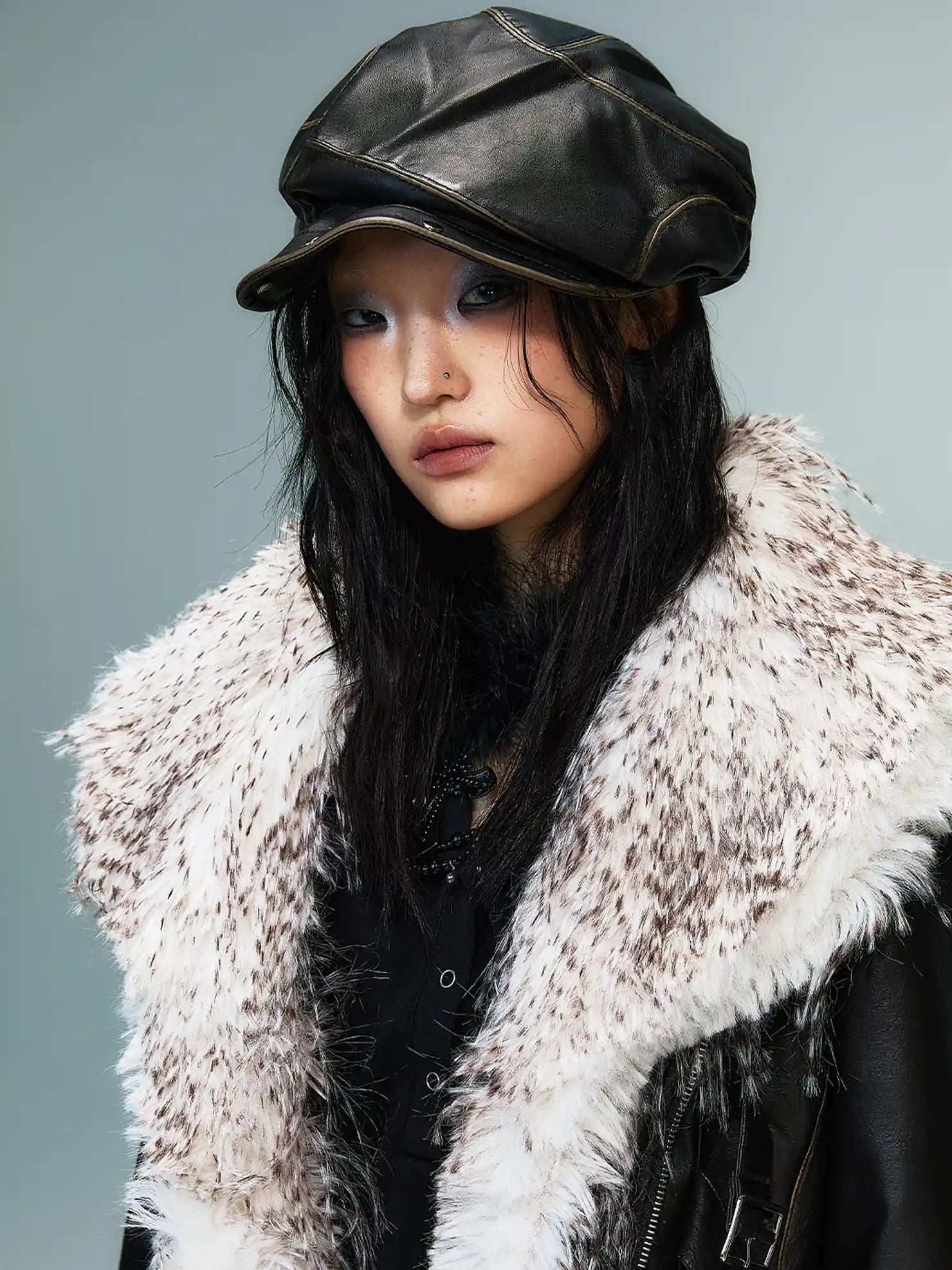 Frustration Garden Vintage Punk Two Tone Rivet Leather Cap