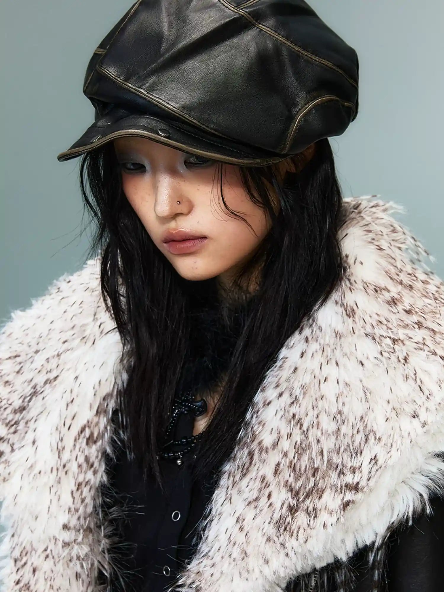 Frustration Garden Vintage Punk Two Tone Rivet Leather Cap