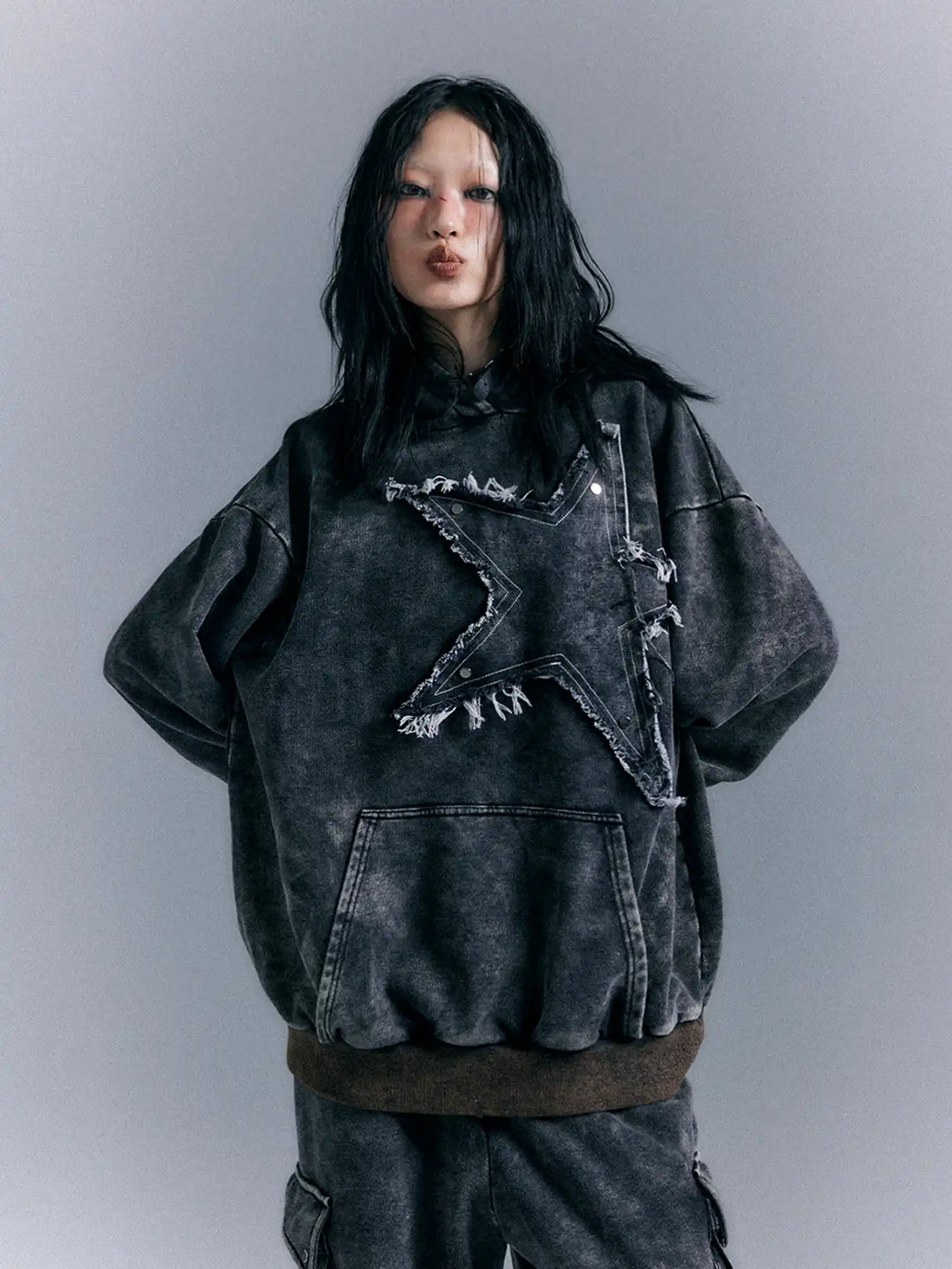 Vintage Punk Washed Star Hoodie