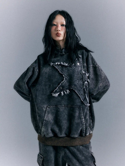 Vintage Punk Washed Star Hoodie
