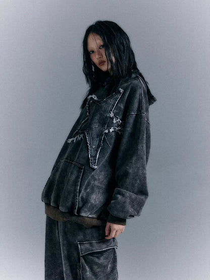 Vintage Punk Washed Star Hoodie