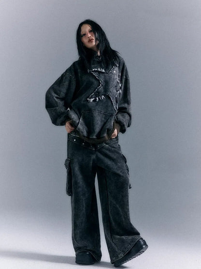 Vintage Punk Washed Star Hoodie
