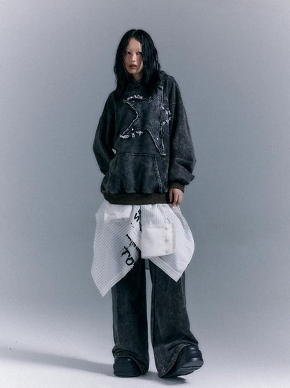 Vintage Punk Washed Star Hoodie