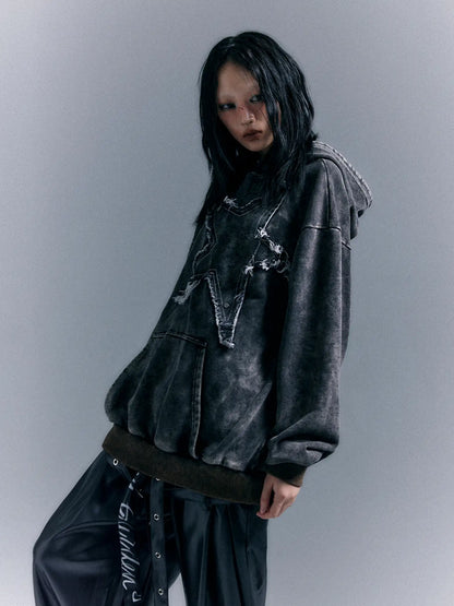 Vintage Punk Washed Star Hoodie