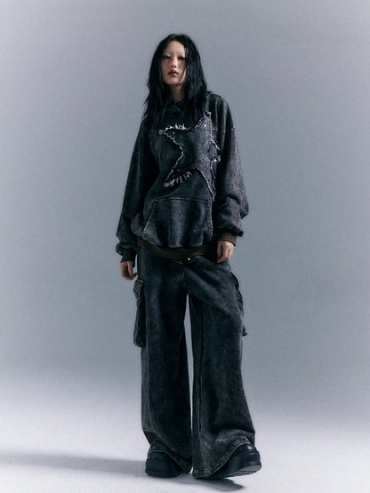Vintage Punk Washed Star Hoodie