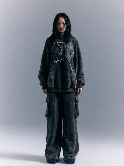 Vintage Punk Washed Star Hoodie