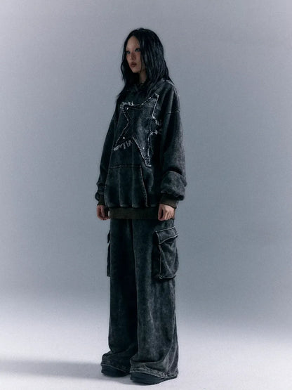 Vintage Punk Washed Star Hoodie