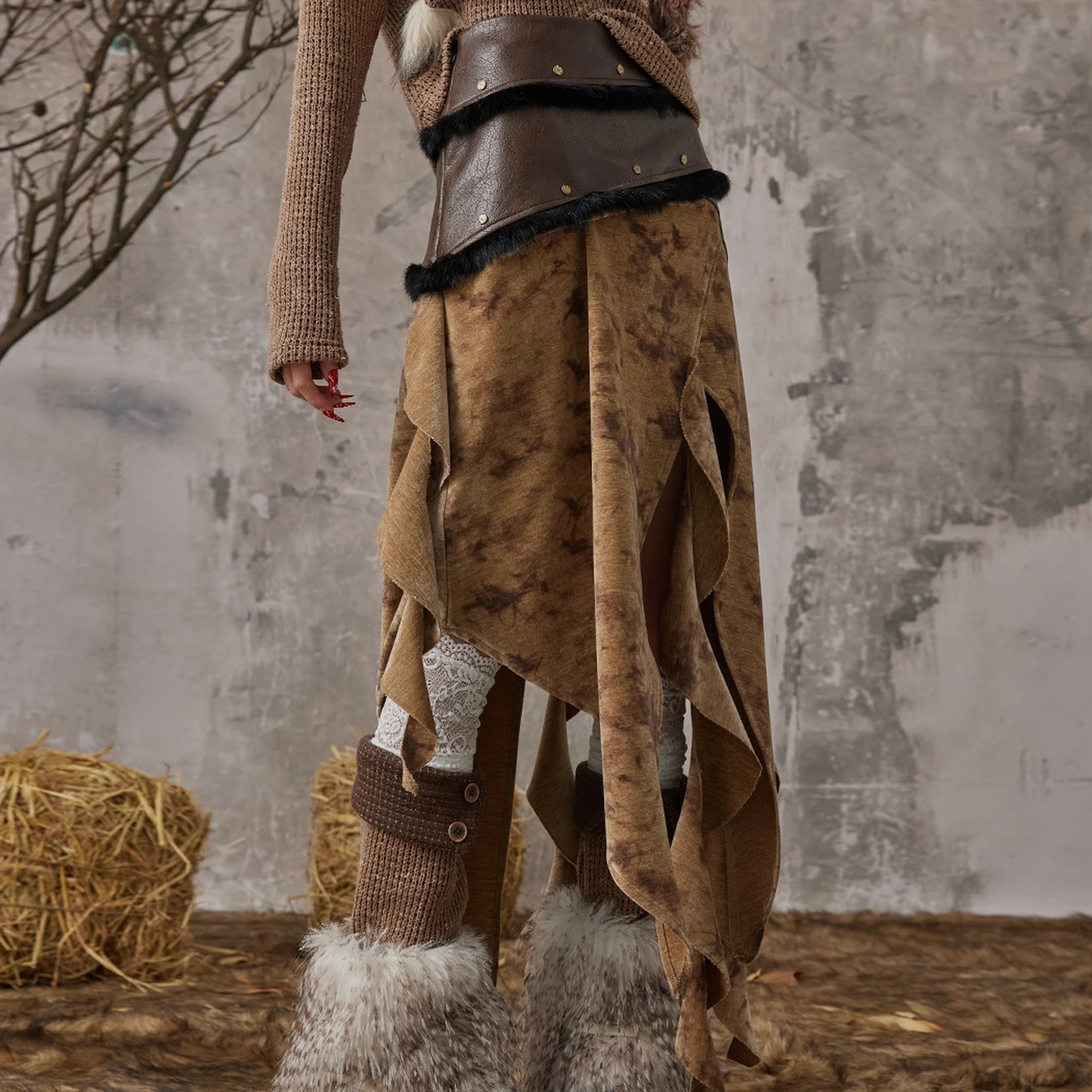 Frustration_Garden_Vintage_Wanderer_Asymmetrical_Pu_Leather_Maxi_Skirt_MISSTT