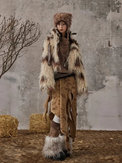 Frustration Garden Vintage Wanderer Asymmetrical Pu Leather Maxi Skirt