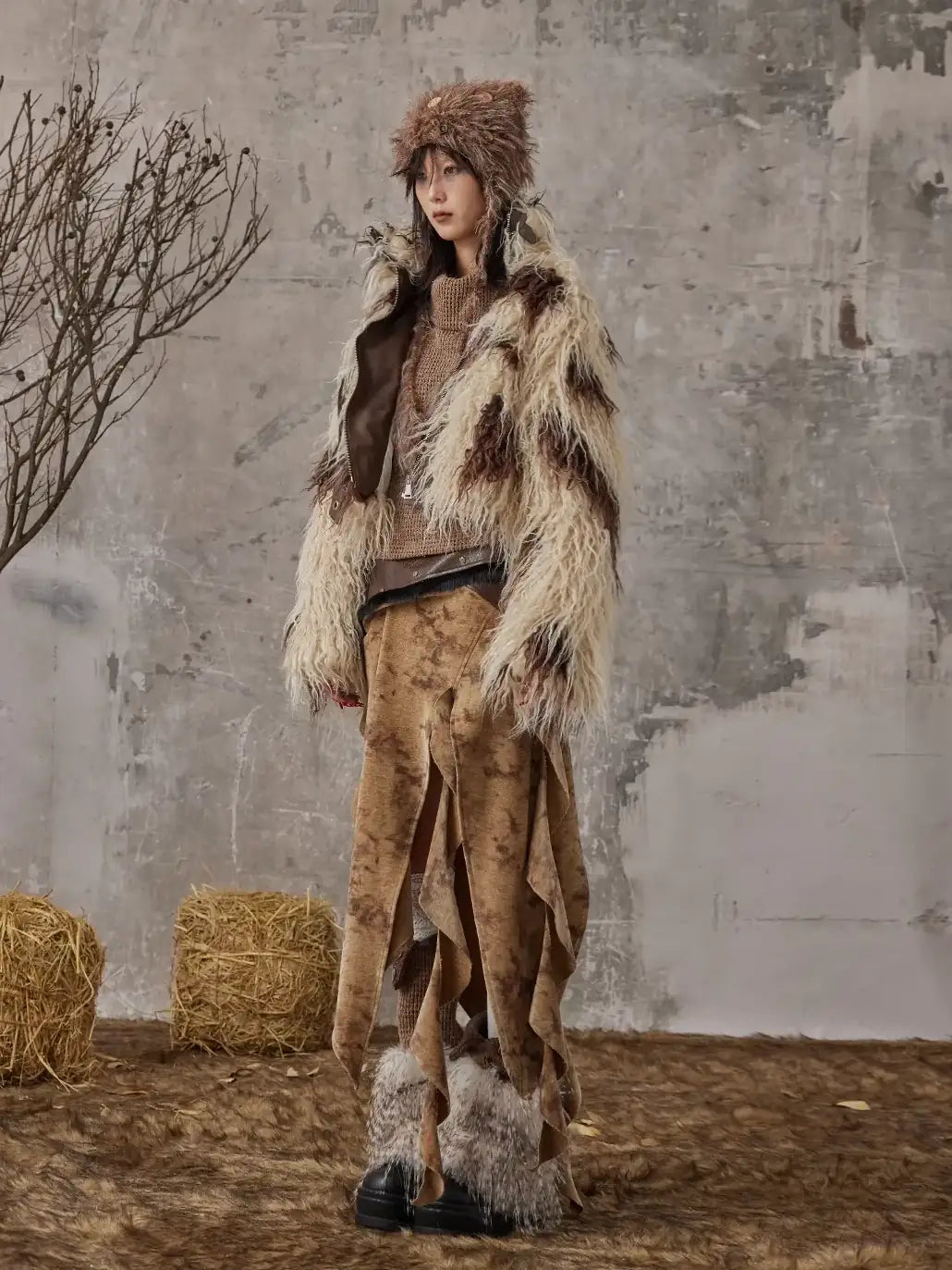 Frustration Garden Vintage Wanderer Asymmetrical Pu Leather Maxi Skirt