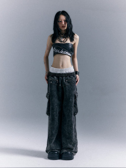 Frustration Garden Washed Street Punk 3d Pockets Double Waist Women&