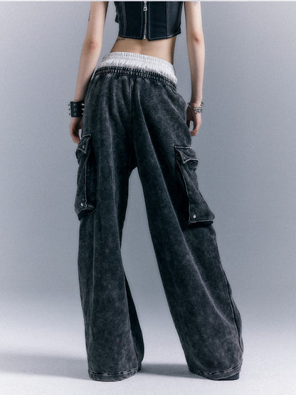 Frustration Garden Washed Street Punk 3d Pockets Double Waist Women&