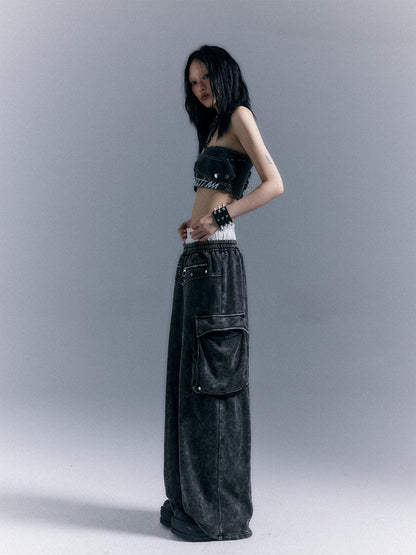 Frustration Garden Washed Street Punk 3d Pockets Double Waist Women&
