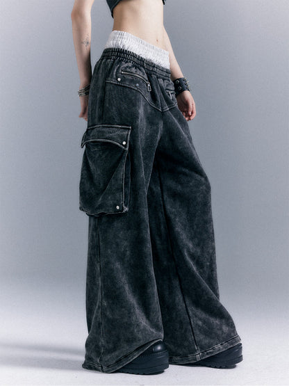 Frustration Garden Washed Street Punk 3d Pockets Double Waist Women&