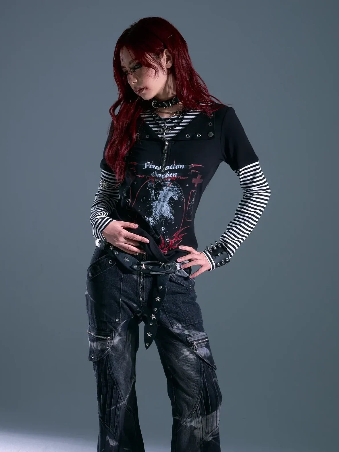 Frustration Garden Whisper Of Eternal Night Punk Stripe Tee