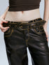 2th Desire Vintage Tri Color Metal Rivet Waist Chain Belt