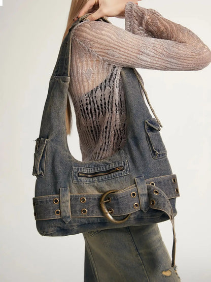 Y2K Vintage Denim Crossbody Bag