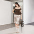 2th Desire Sheer Leopard Print Off Shoulder Beaded Crop Top