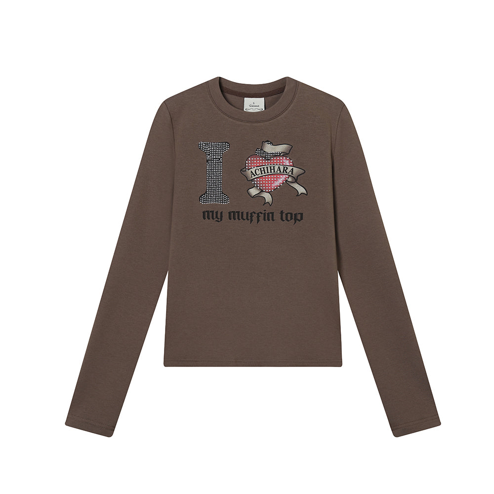 Achihara I Love My Muffin Top T-Shirt With 3D Heart Print