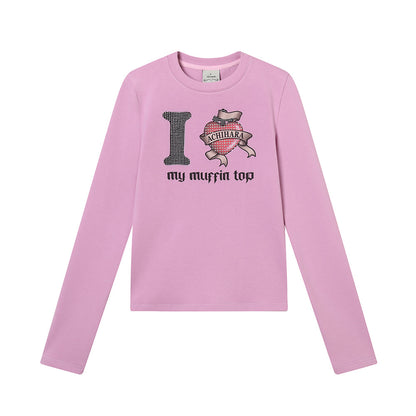 Achihara I Love My Muffin Top T-Shirt With 3D Heart Print
