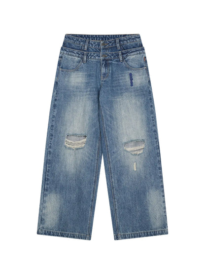 Double-Decker Distressed Jeans