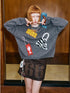 DIDDI MODA Fun Colorful Bag Embroidered Knit Sweater