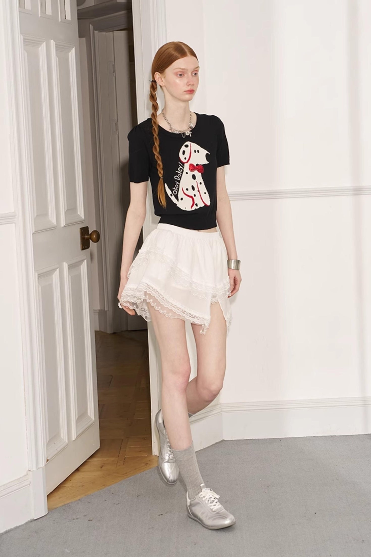 DIDDI MODA Fun Dotted Dog Knit Tee