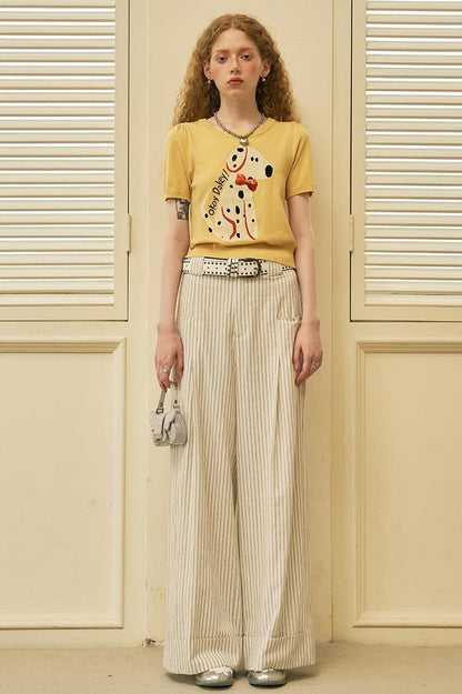 DIDDI MODA Fun Dotted Dog Knit Tee