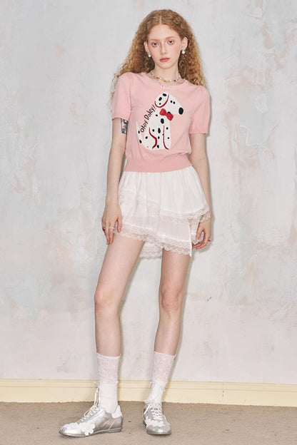 DIDDI MODA Fun Dotted Dog Knit Tee