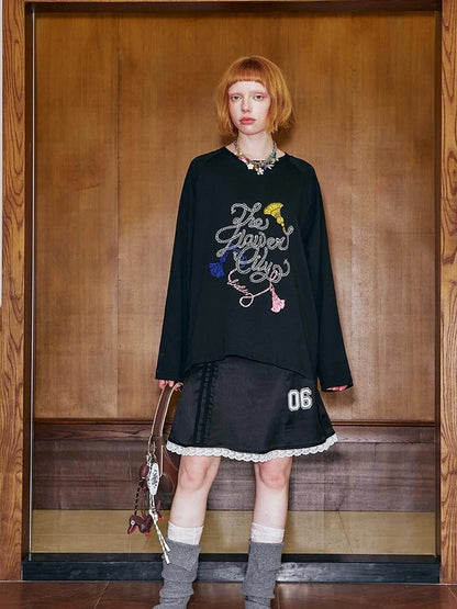 Fun Rope Colorful Wheat Print Oversized Knit Tee